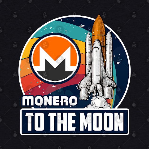 Monero to the Moon Digital Crypto BTC Retro Spaceship by TheBeardComic